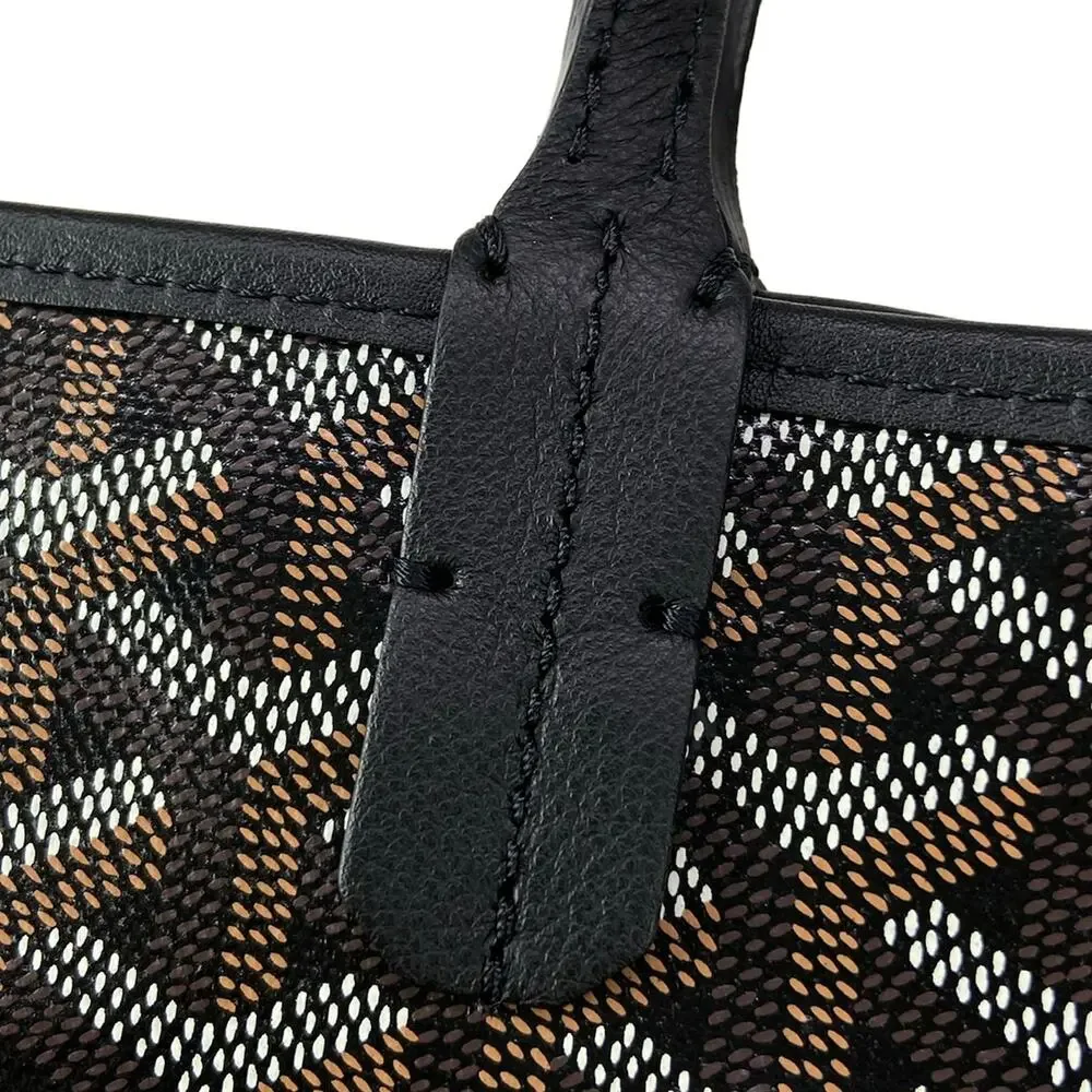 Goyard Ange Mini Handbag Black Dark Brown White chevroche calfskin Canvas